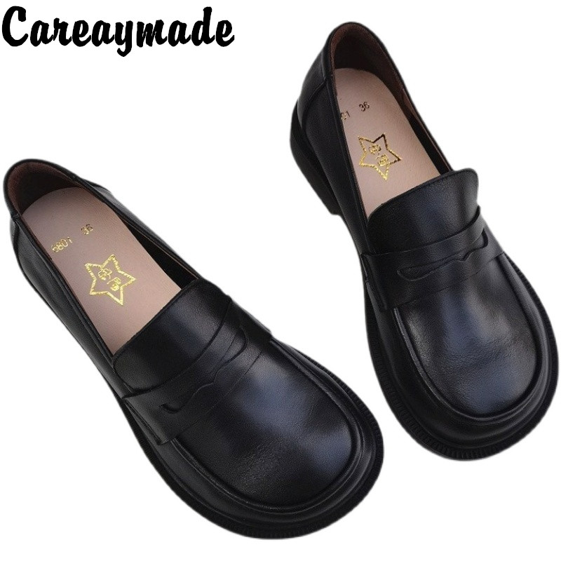 Women'S Shoes For Work - Cauaymade-カジュアルなオックスフォードの靴,男性用の牛革レザーの靴,春と秋の大型靴