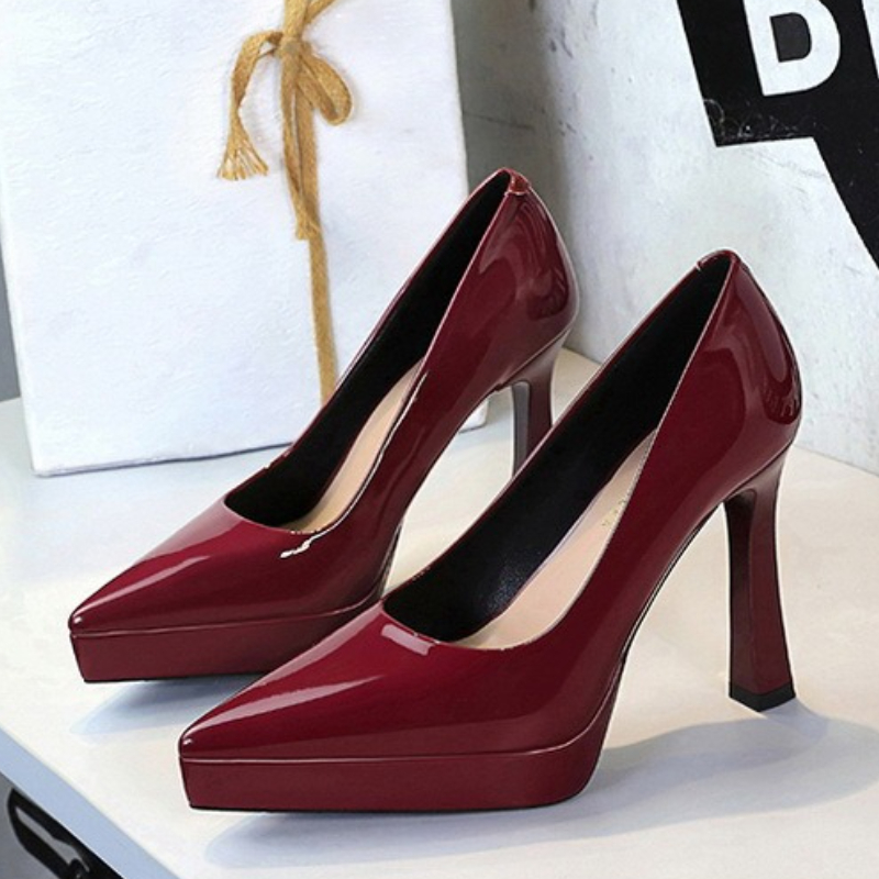 Women'S Shoes In Size 12 - BIGTREEシューズ プラットフォームパンプス レディース 12cmヒール パテントレザー ハイヒール