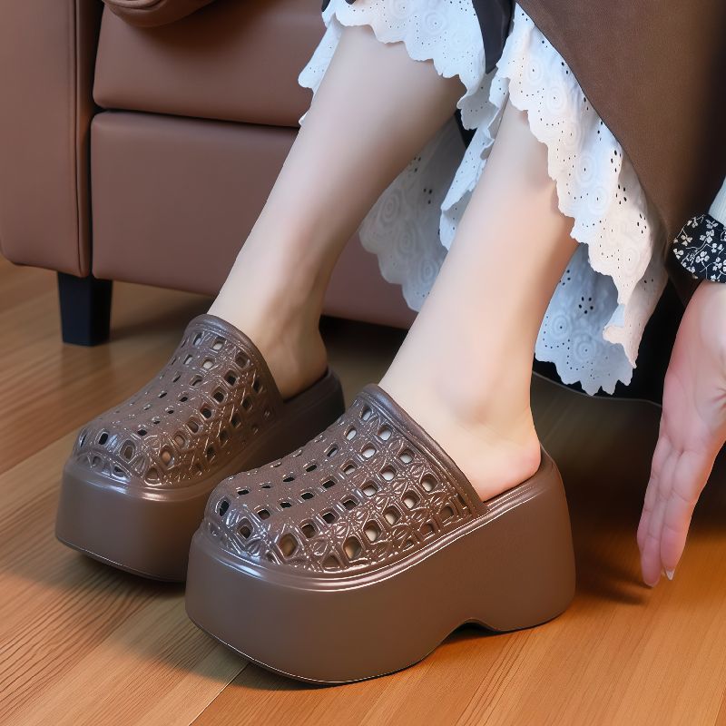 Women Shoes Size Chart - 新作カットアウトハイヒールEVAサンダル 女性用 身長アップ8cmシューズ ガールズ ウェッジヒール クローズトゥ