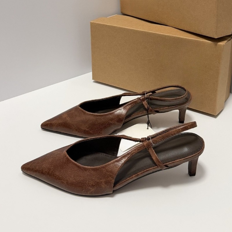 子猫ヒール夏の女性のドレスサンダルヴィンテージブラウンセクシ - Women'S Shoes For Work のレビューと価格