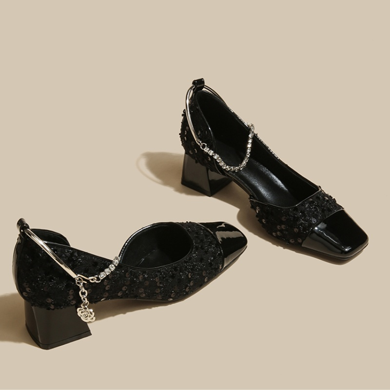 2025 新人デザイナー春スクエアトゥスパンコール女性メリー - Women Shoes Mk のレビューと価格