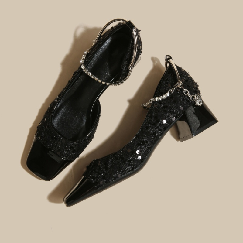2025 新人デザイナー春スクエアトゥスパンコール女性メリー - Women Shoes Mk のレビューと価格