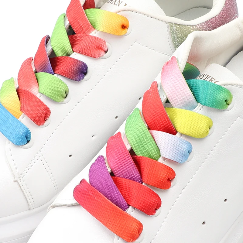 レインボーグラデーションフラット靴ひも 1.2 センチ幅靴ひ - Women Shoes Mk のレビューと価格