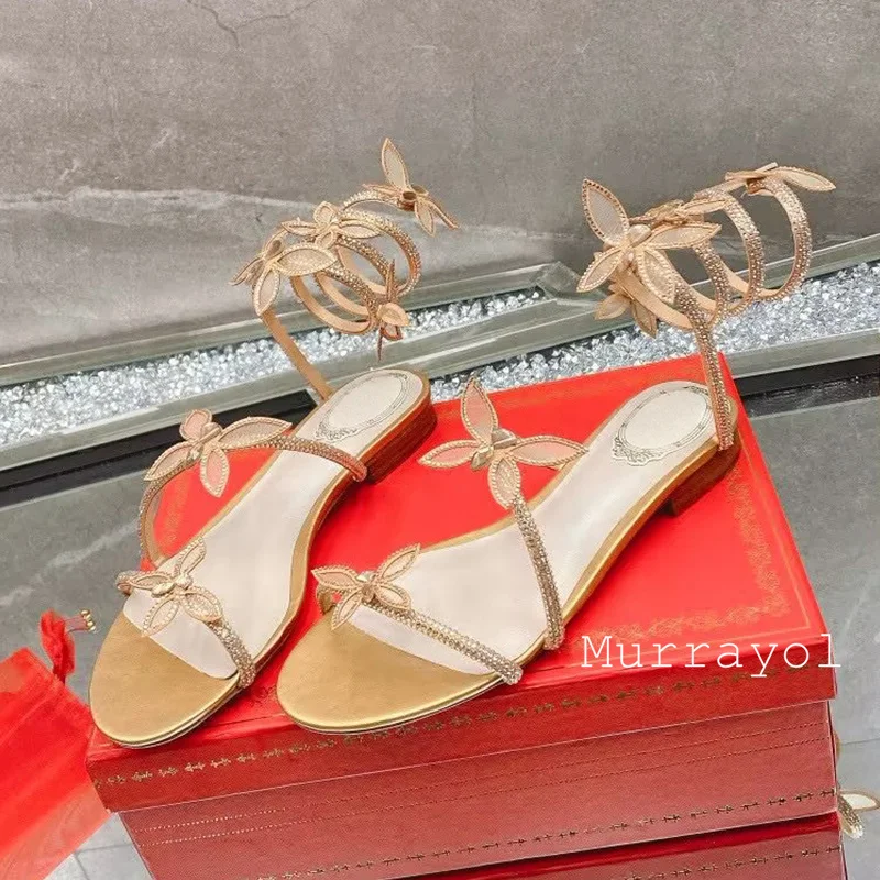 蛇の形の弾性ストラップサンダル女性ラインストーンフラワー装飾 - Women'S Shoes In Size 12 のレビューと価格