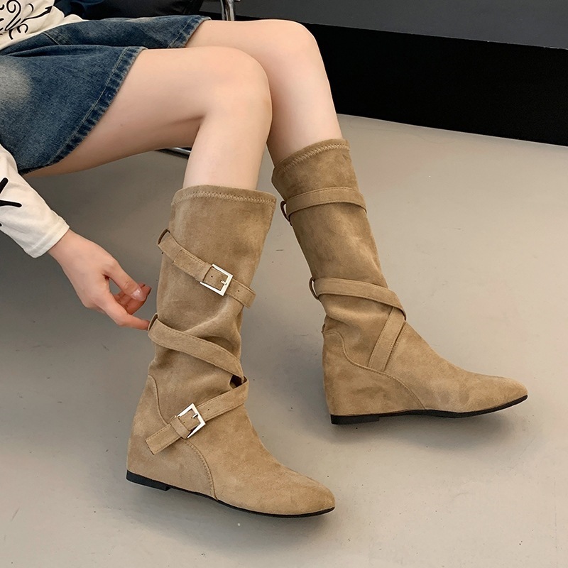 女性ヴィンテージスエードスラウチミッドカーフブーツ目に見えな - Women Shoes Size Chart のレビューと価格