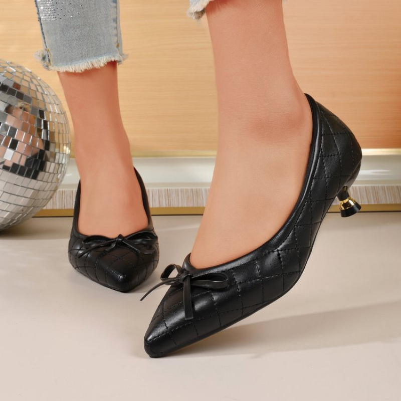 ヴィンテージ レディース ポインテッドトゥ ボウ キトゥンヒ - Women'S Shoes For Work のレビューと価格
