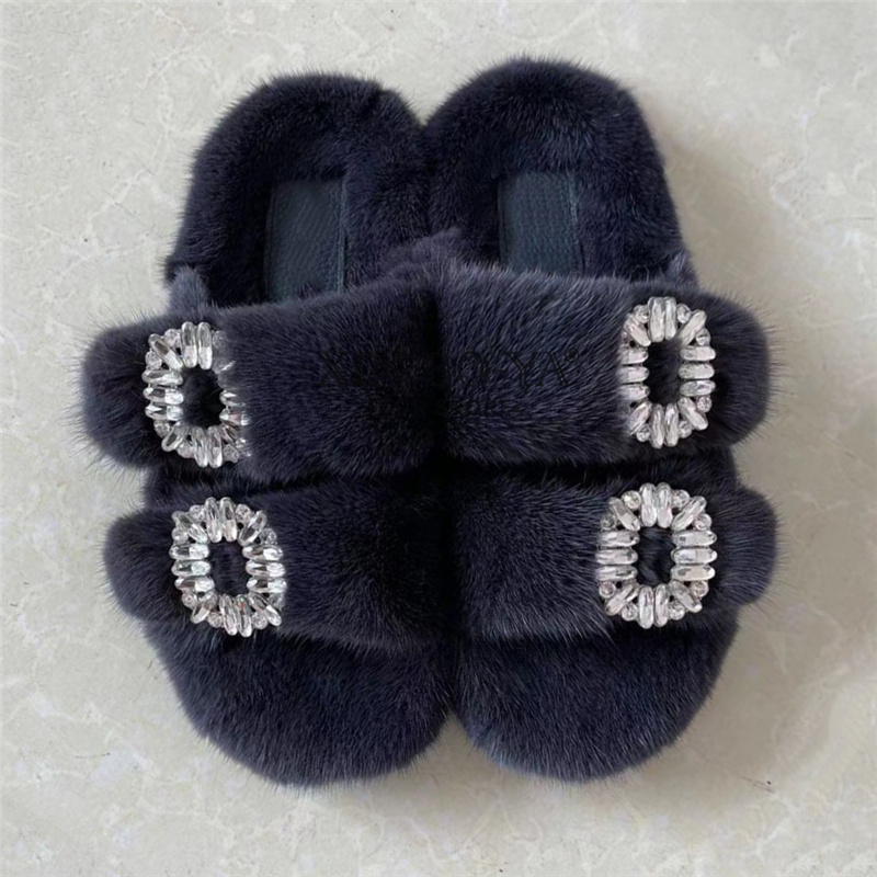 ミンクスリッパ冬の女性の靴本物のミンクの毛皮のスリッパ高級フ - Women Shoes Mk のレビューと価格