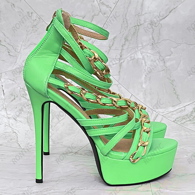 ロンティック新作 レディース サンダル 厚底 ゴールドチェー - Gold Chain Sandal のレビューと価格