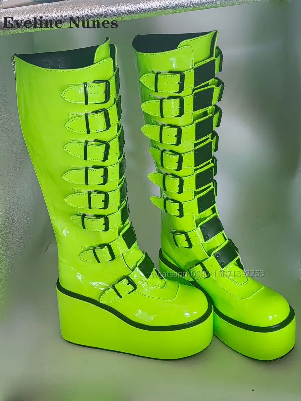 プラットフォームベルトバックルバイカラーブーティラウンドトゥ - Women'S Shoes For Work のレビューと価格