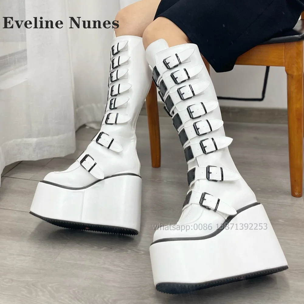プラットフォームベルトバックルバイカラーブーティラウンドトゥ - Women'S Shoes For Work のレビューと価格