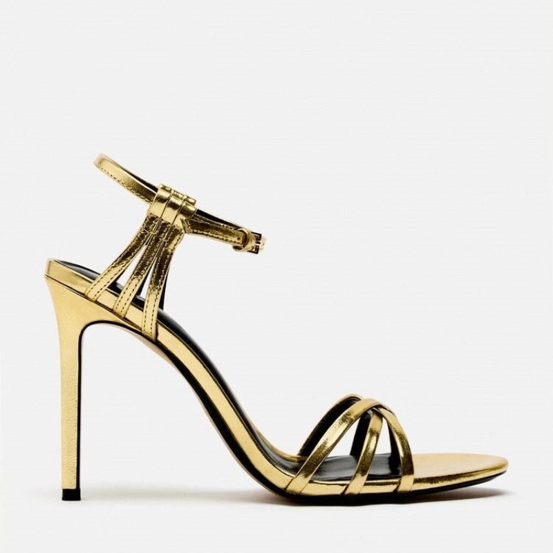 ファッショナブルなミニマリストゴールドシルバー中空ハイヒール - Gold Chain Sandal のレビューと価格