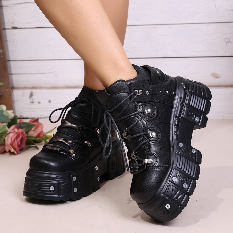 新しい女性の靴パンクスタイルレースアップヒール高さ 6 セン - Women Shoes Size Chart のレビューと価格