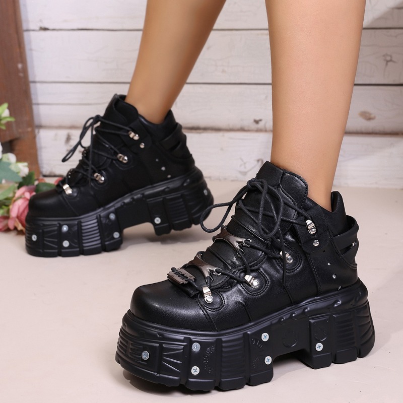新しい女性の靴パンクスタイルレースアップヒール高さ 6 セン - Women Shoes Size Chart のレビューと価格