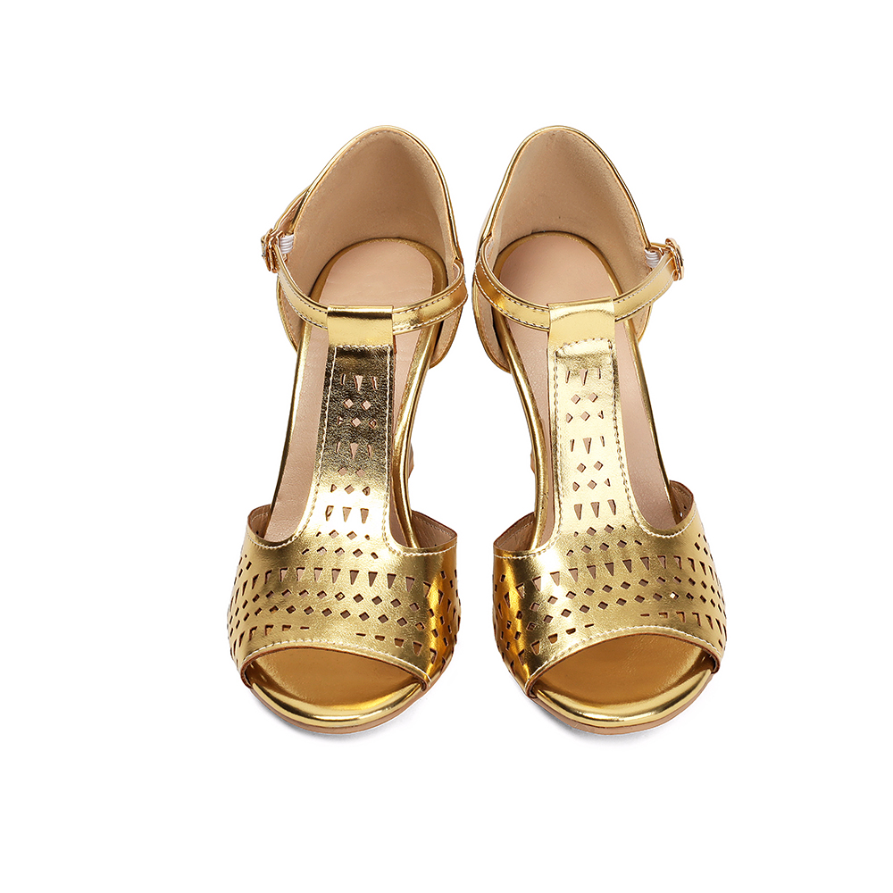 社交タンゴ ラテンダンスシューズ 9cm ハイヒール、チャチ - Gold Chain Sandal のレビューと価格
