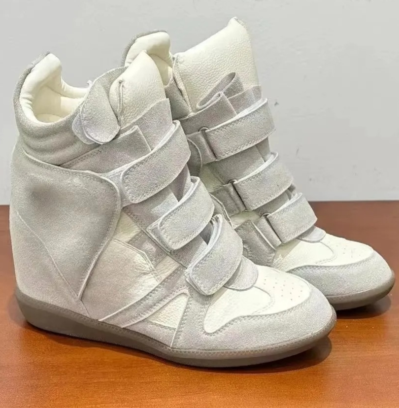 女性用隠しウェッジヒールハイカットスニーカー、スエードレザー - Women Shoes Size Chart のレビューと価格